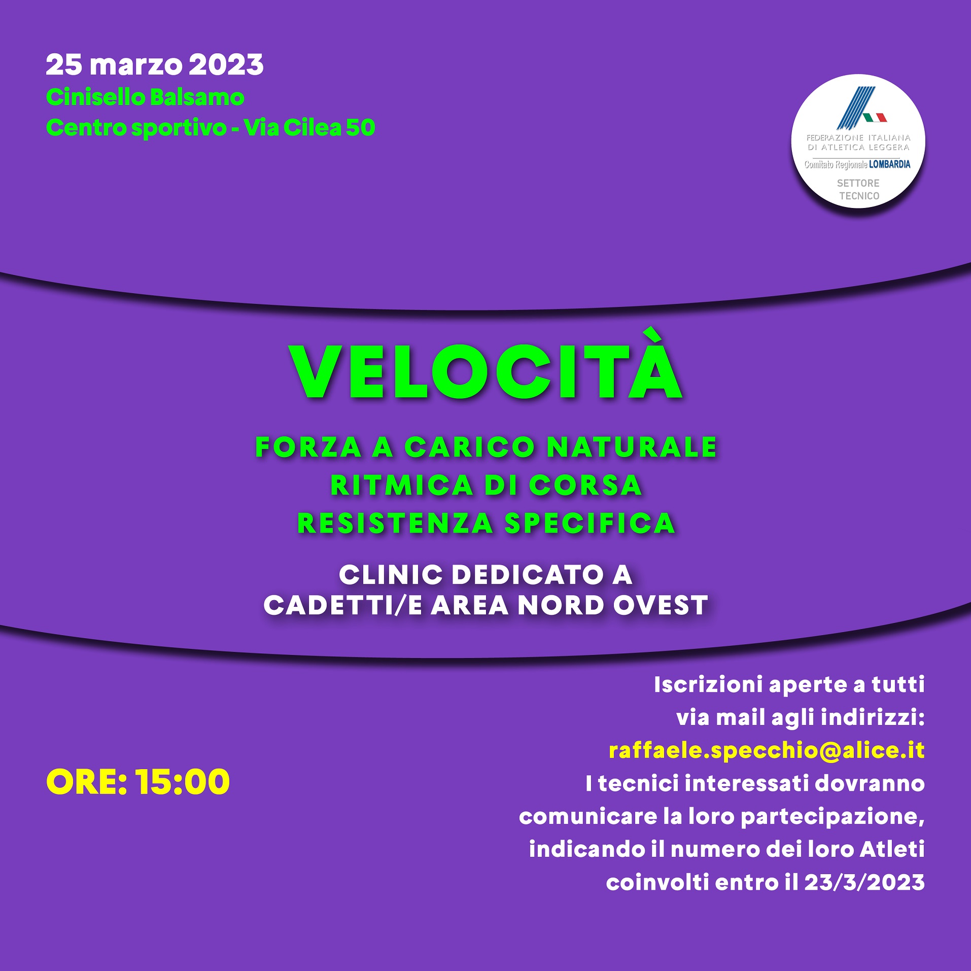 25 mar 2023 Cinisello Clinic Velocità Cadetti