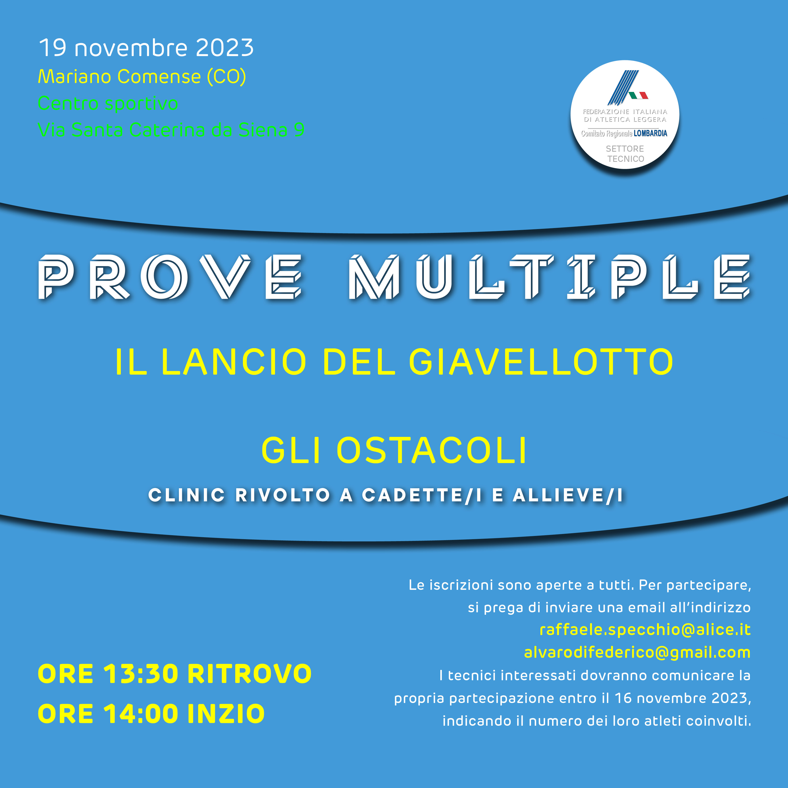 Clinic 19 nov 2023 Prove Multiple Cadetti e Allievi