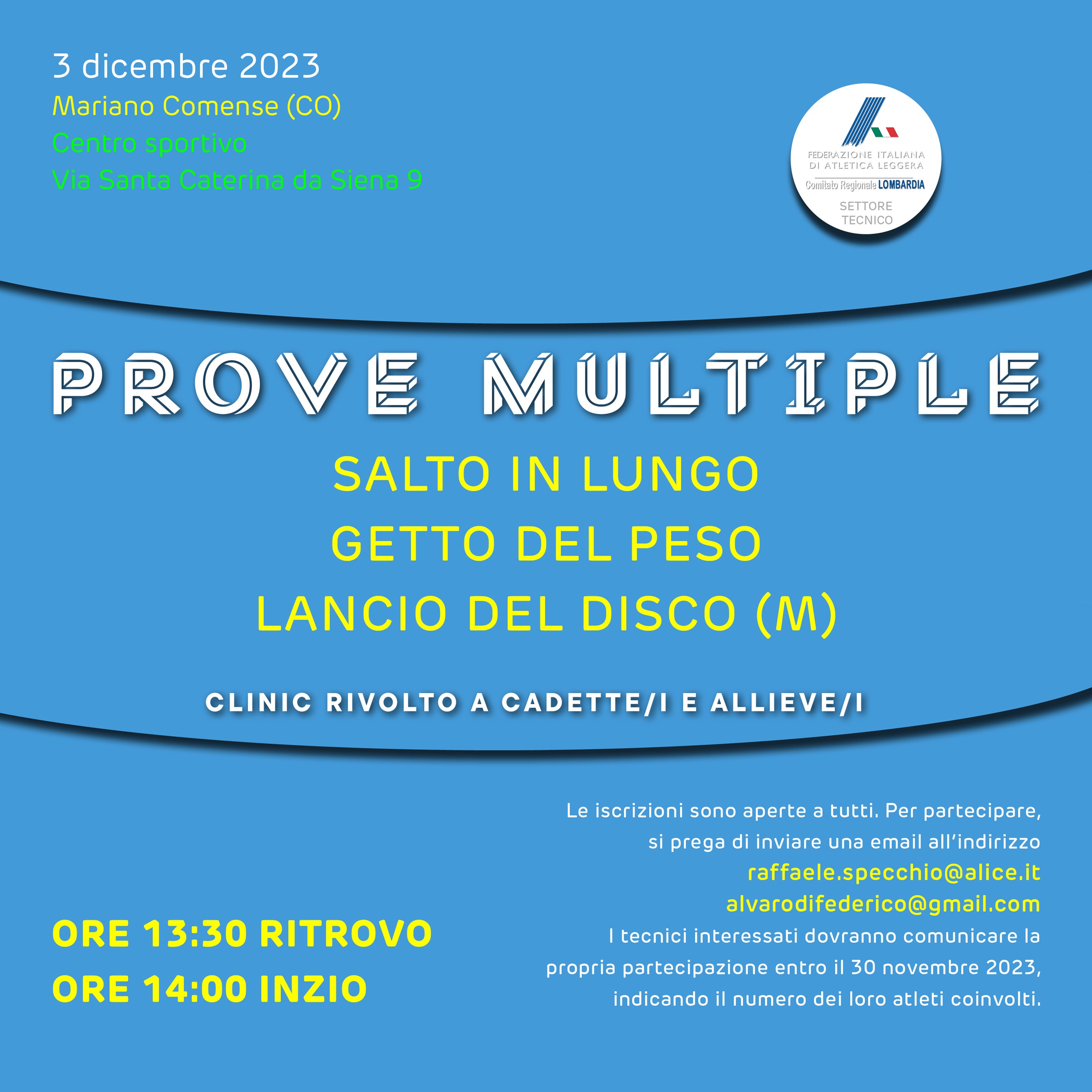 Clinic 3 dic 2023 Prove multiple Cadetti e Allievi